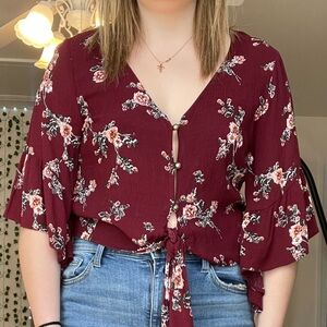 Floral Burgundy Women's Top